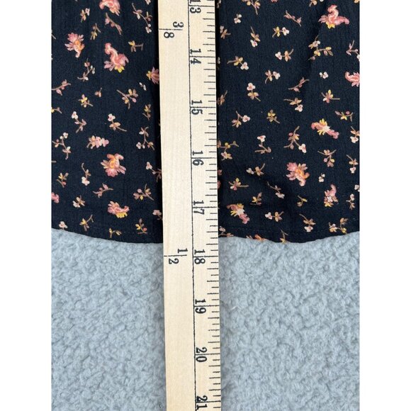 Madewell Smocked Peplum Floral AOP Blouse Black Size 0 Stretch Peasant Spring - Picture 5 of 12